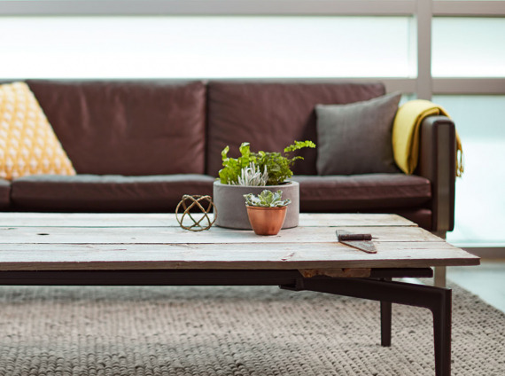 Bassline table with barn door top by turnstone