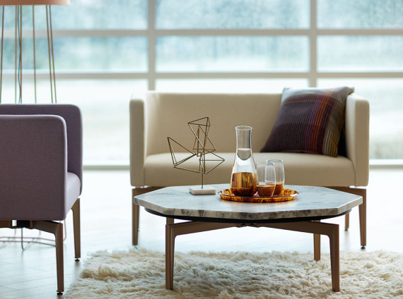 Bassline table with marble top by turnstone